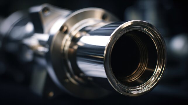 Metallic-coated plastic part inside a vacuum chamber, reflecting crisp highlights on an industrial surface.