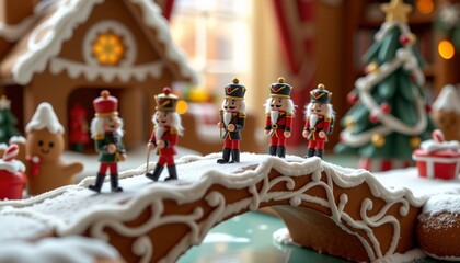 Tiny Nutcracker Soldiers Marching Gingerbread Bridge Claymation