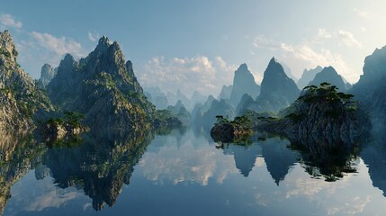 Panoramic view of majestic Padar Island during magnificent sunset. - ai