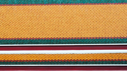 Colorful Glazed Tile Pattern on Traditional Thai Temple Roof