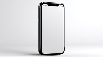 Modern smartphone with blank screen on white background