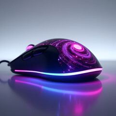 Gaming computer mouse with colorful galaxy design and rgb lighting