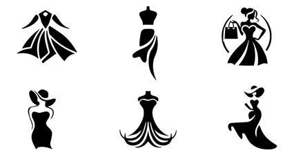 vector silhouettes of women, brand logo for women wearing shop vector