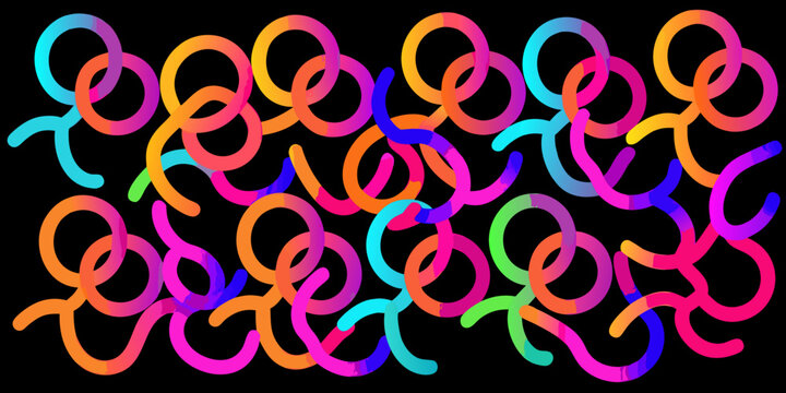 Abstract interlocking gradient shapes on black background for modern design