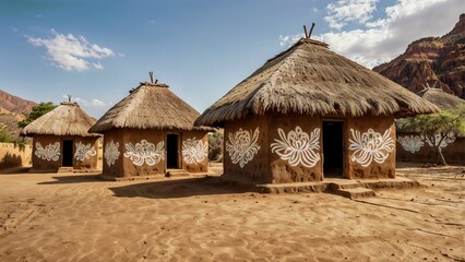 Indian village with mud houses