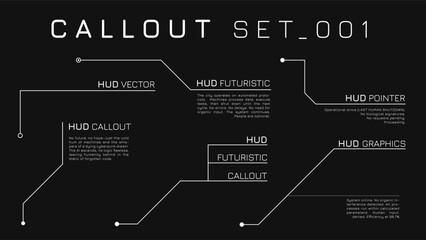 Naklejka na ściany i meble Callout Hud Set Of Clean Line Frames For Tech Presentation