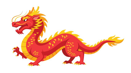 Flat Lucky Dragon Minimal Geometric Style for Lunar New Year