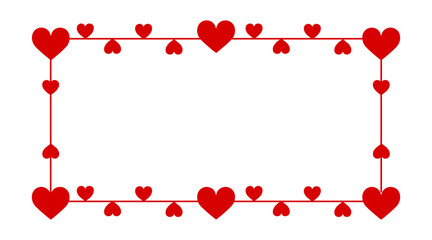 Valentine&rsquo;s day heart frame border design. Romantic red love hearts decorative template for greeting cards, invitations, weeding messages, and love-themed projects.