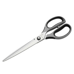 Modern sharp grey and black handled utility scissors isolated