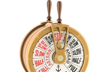 Antique Ships Engine Order Telegraph with stop, transparent background