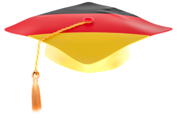 Graduation cap with German flag, transparent background