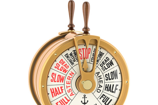 Antique Ships Engine Order Telegraph with stop, transparent background