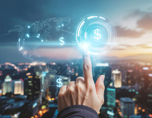 AI Technology Finance Network Touch Interface Concept