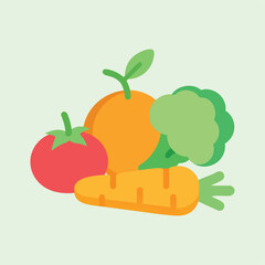 Assortment of Fresh Vegetables And Fruit On Light Green Background food healthy