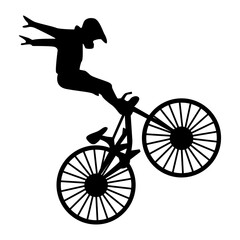 Obraz premium BMX Rider Silhouette Isolated on White Background. Vector Illustration.