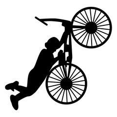 Obraz premium BMX Rider Silhouette Isolated on White Background. Vector Illustration.