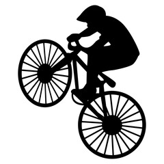 Obraz premium BMX Rider Silhouette Isolated on White Background. Vector Illustration.