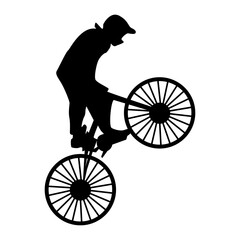 Obraz premium BMX Rider Silhouette Isolated on White Background. Vector Illustration.