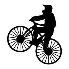 Obraz premium BMX Rider Silhouette Isolated on White Background. Vector Illustration.