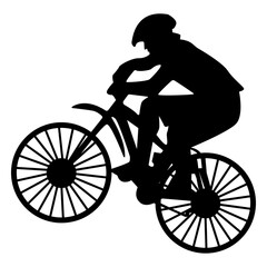 Obraz premium BMX Rider Silhouette Isolated on White Background. Vector Illustration.