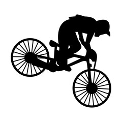 Obraz premium BMX Rider Silhouette Isolated on White Background. Vector Illustration.