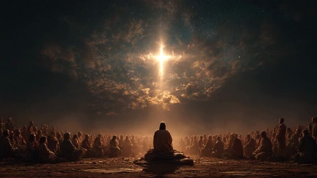 Jesus talked to the crowd on the mountaintop in the middle of the wilderness.