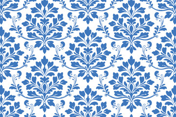 damask blue ornamental background seamless texture for textiles