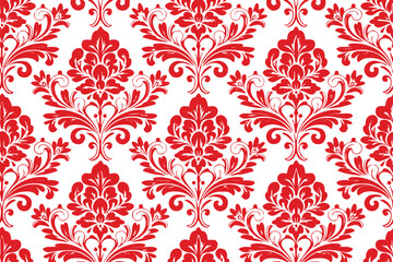 damask red floral pattern seamless wallpaper repeat vector design © AIcon Star