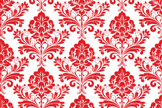 damask red floral pattern seamless wallpaper repeat vector design