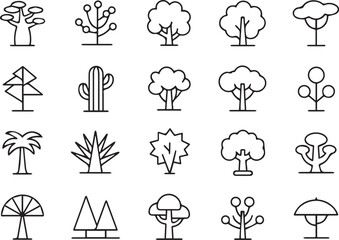 tree icon pack geometric abstract plant symbols for graphic design