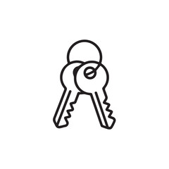 key icon line drawing of two keys on a keyring vector
