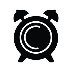 Classic ringing alarm clock icon, time management, wake up, deadline, morning schedule vector