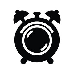 Classic ringing alarm clock icon, time management, wake up, deadline, morning schedule vector