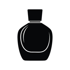 Black perfume bottle vector icon, cologne, fragrance, aroma, cosmetic, luxury beauty product graphic