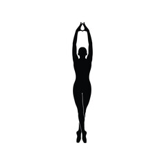 Fototapeta premium Elegant woman dancer silhouette on tiptoes, ballet or yoga pose, vertical standing figure