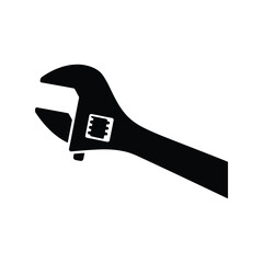 Adjustable wrench tool icon, plumbing and mechanic equipment, repair and maintenance silhouette