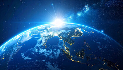 Fototapeta premium Earth from Space: Asia Sunrise