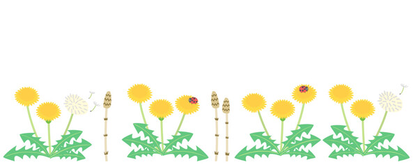 たんぽぽとつくしの背景イラスト
