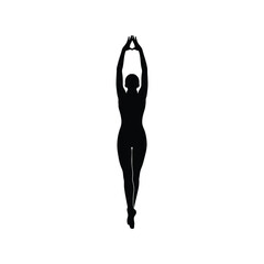 Elegant woman dancer silhouette on tiptoes, ballet or yoga pose, vertical standing figure © azad