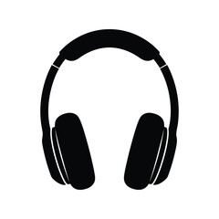Over-ear headphones vector illustration, music listening device, audio technology and entertainment icon, isolated black graphic EPS