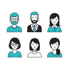 Collection of diverse business people avatars with flat design style, representing various user profiles for modern digital applications and web interfaces