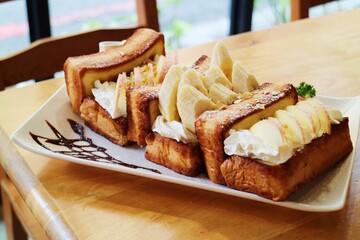 Close-Up of Honey Toast Dessert with Fruit