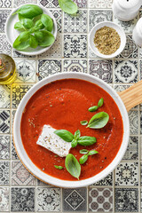 tomato soup with feta and basil