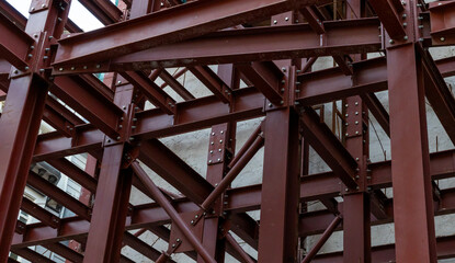 Steel Structure. A detailed view of a steel structure under construction.