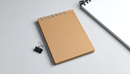 Top-down shot of two spiral notebooks with a paper clip on white surface
