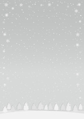 冬の背景_雪_森_氷の結晶フレーム_SILVER_縦