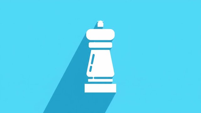 Stylized kitchen grinder silhouette against solid cyan background