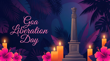 Goa Liberation Day monument with candles and flowers.