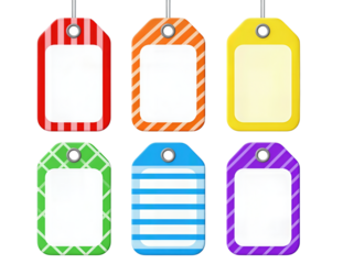 Colorful Blank Price Tags with Patterned Borders