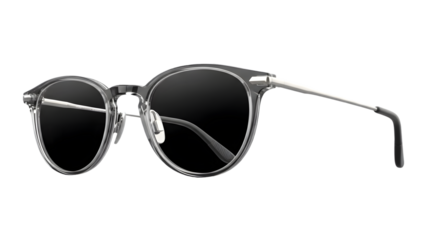 Stylish round frame sunglasses isolated on transparent background